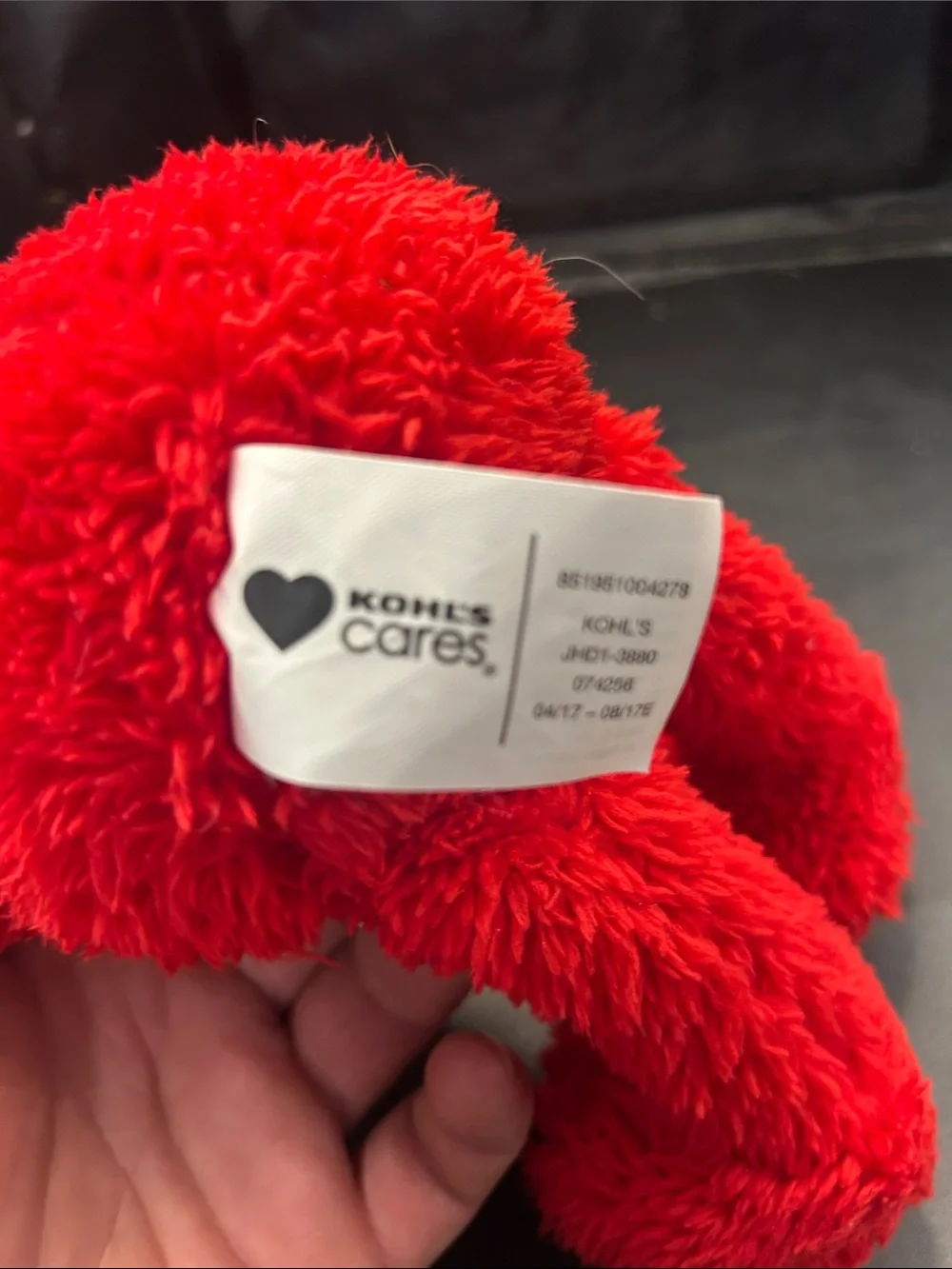 Kohl's Red Plush Elmo-Style Bird Toy with Orange Beak and White Eyes